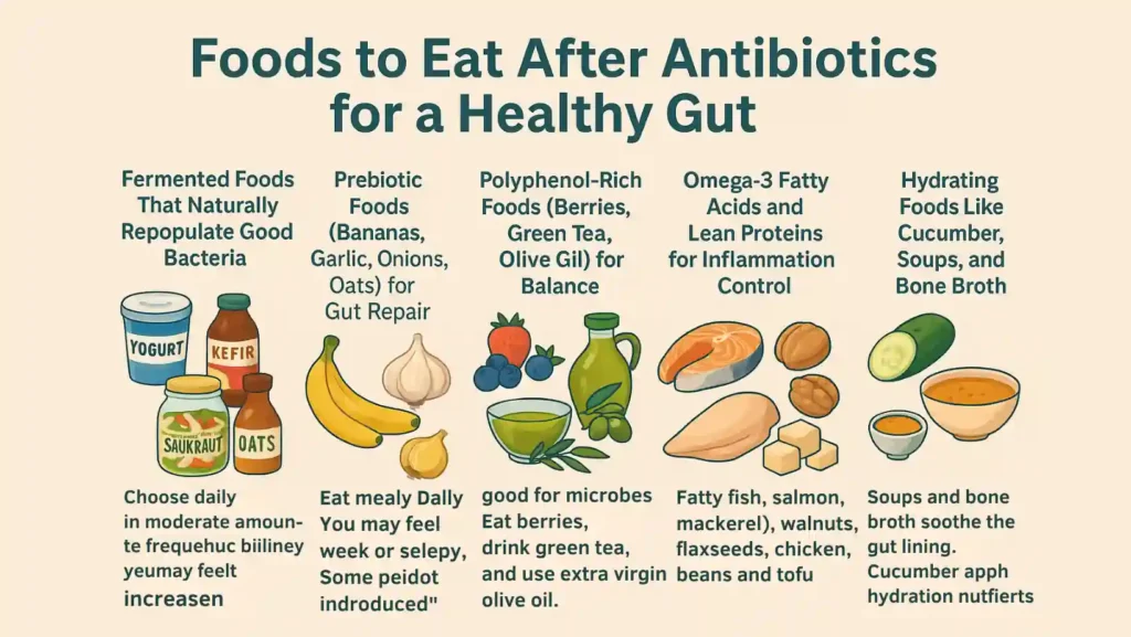 foods to eat after antibiotics for gut