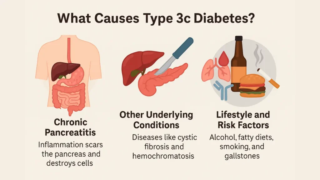 what is type 3c diabetes caused by
