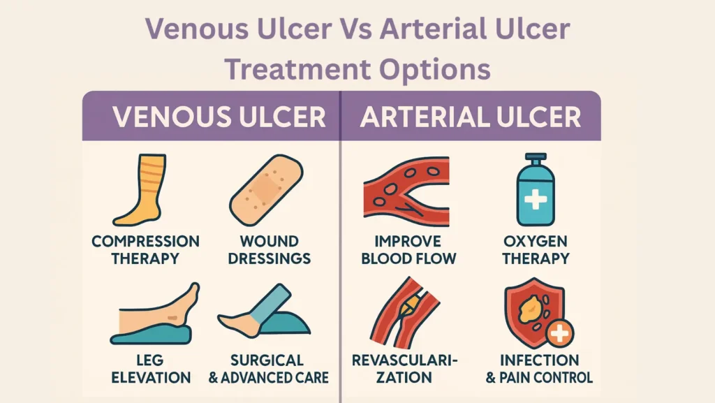 venous ulcer vs arterial ulcer treatment