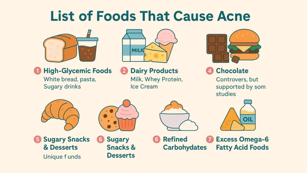 list of foods that cause acne