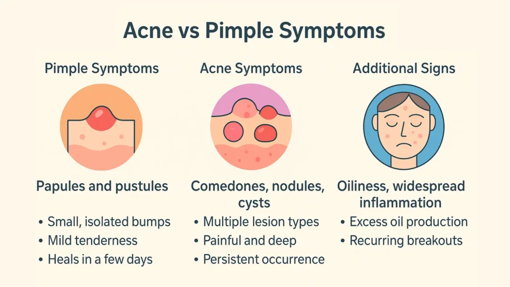 acne vs pimple symptoms