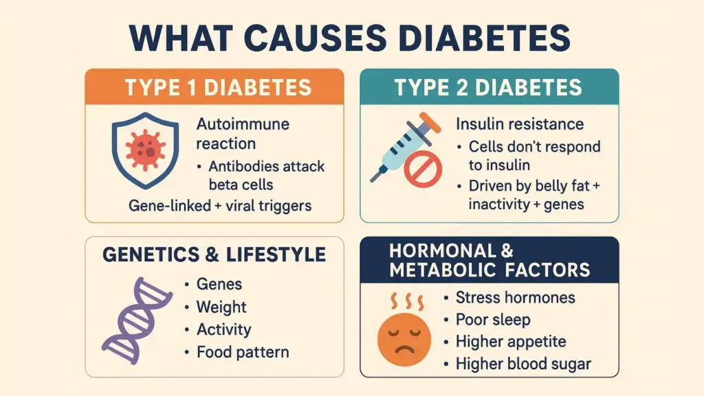 type 1 diabetes vs type 2 diabetes causes