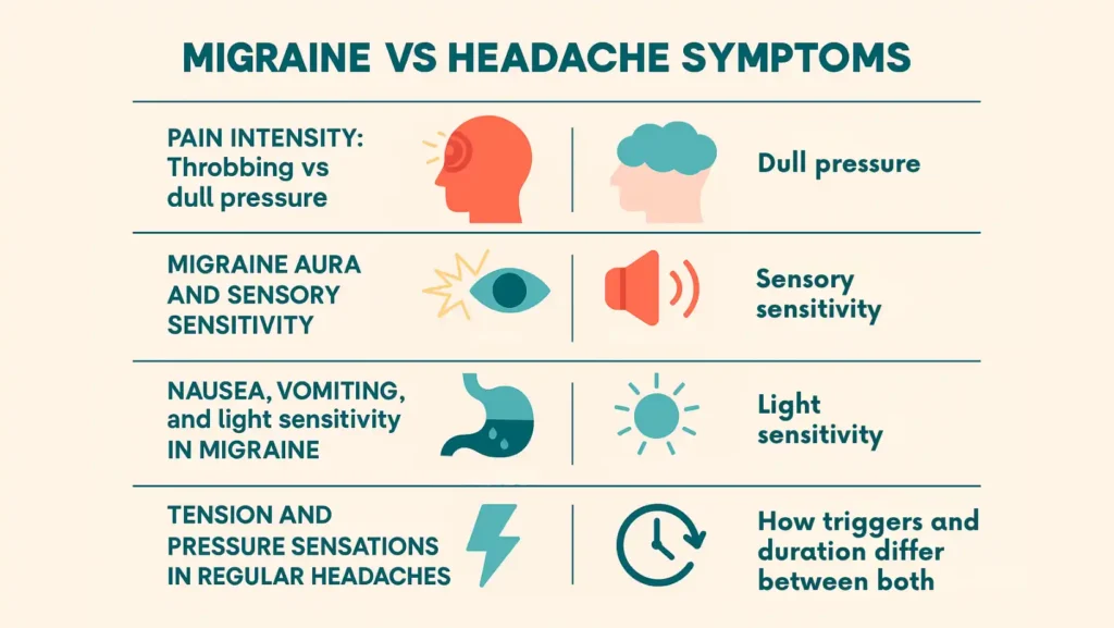 migraine vs headache symptoms