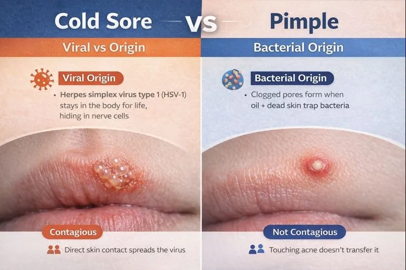 Difference Between Cold Sore and Pimple