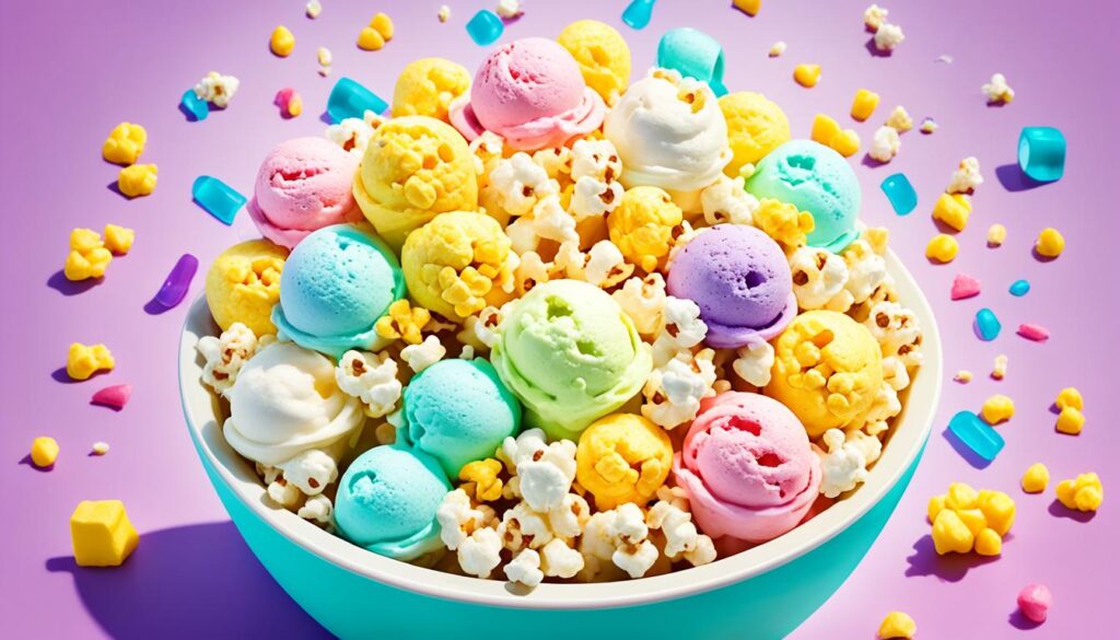 low-calorie ice cream and popcorn