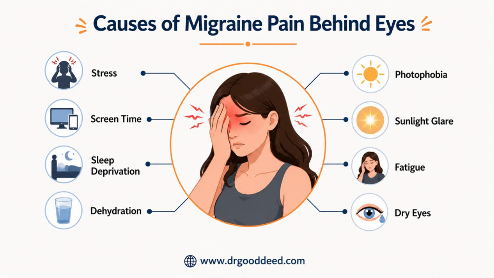 Migraine Behind Eyes: Causes, Symptoms, and How to Relieve Eye Pain 6 Causes of Migraine Pain Behind Eyes