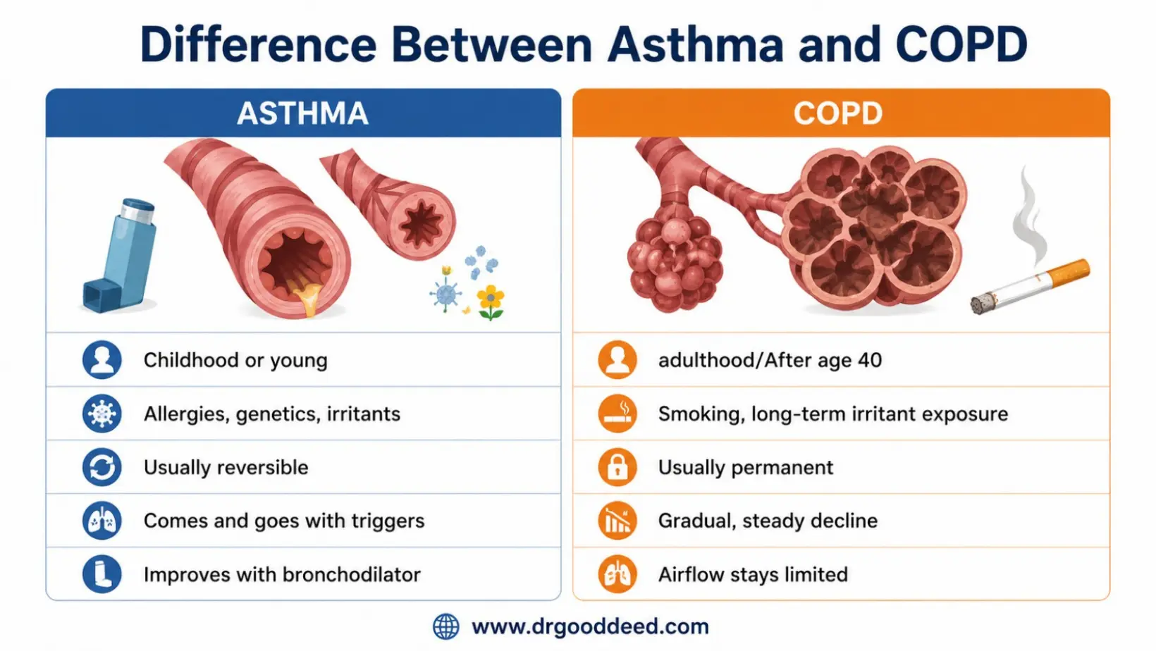 Difference Between Asthma and COPD