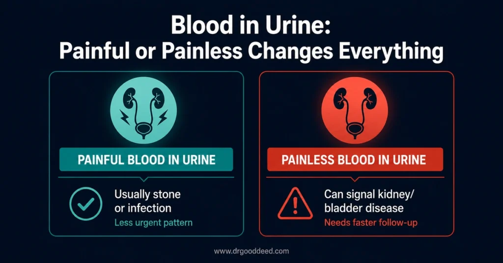 Blood in urine painful vs painless warning signs