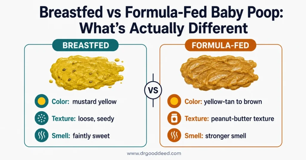 Breastfed vs formula-fed baby poop comparison