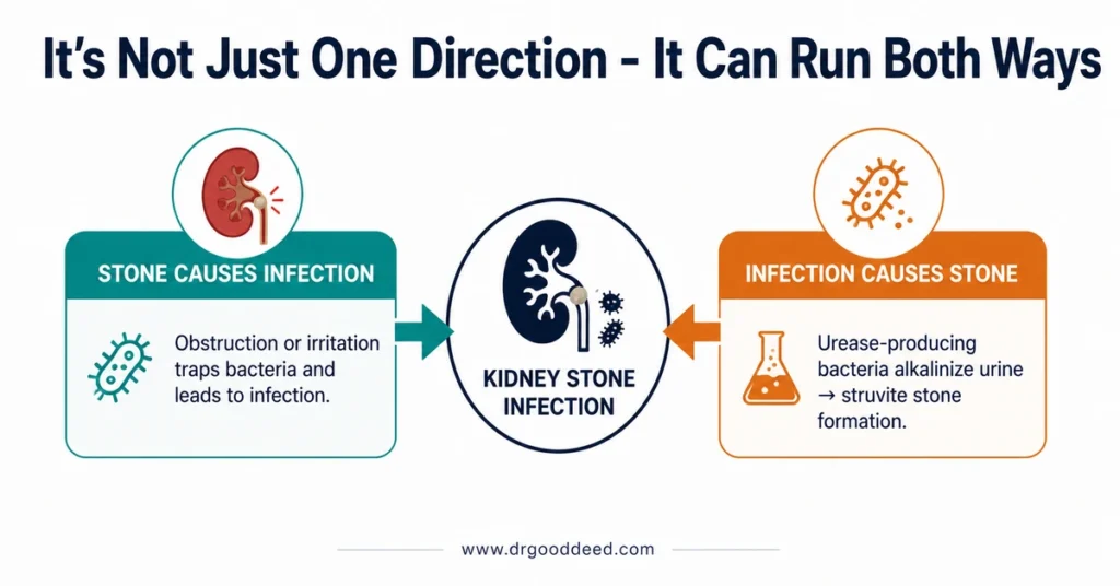 Kidney stone bladder infection bidirectional cycle