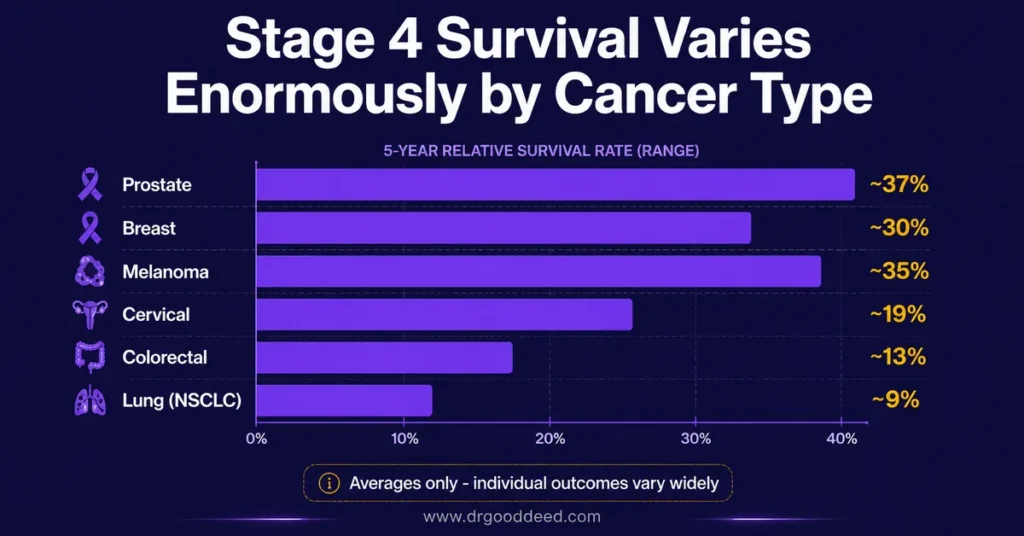 Stage 4 cancer survival rate by cancer type