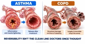 Asthma vs COPD symptoms reversibility myth busted