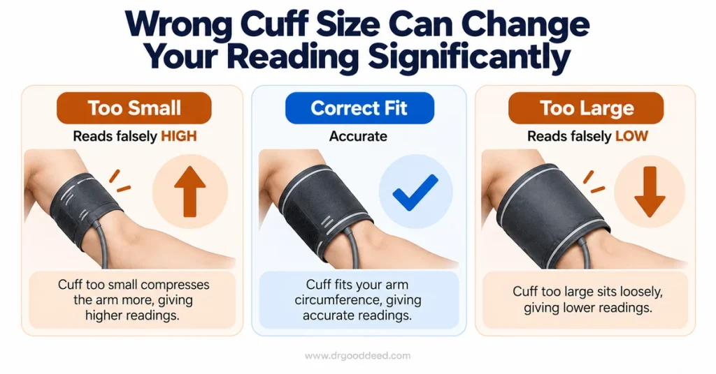 Blood pressure cuff size accuracy too small too large