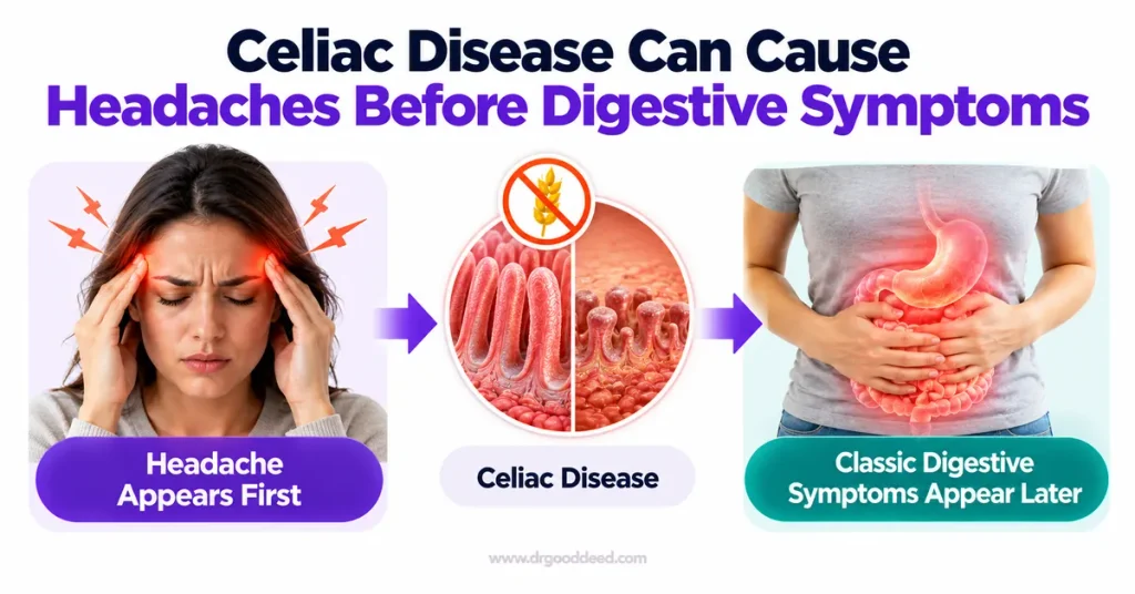 Celiac disease headache before digestive symptoms