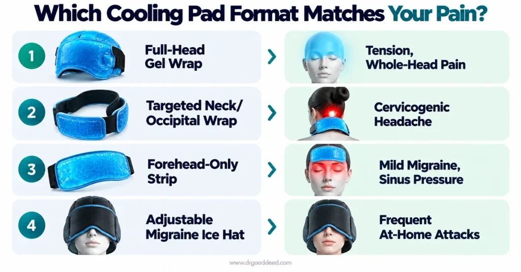 Cooling pad format comparison for full-head neck and forehead