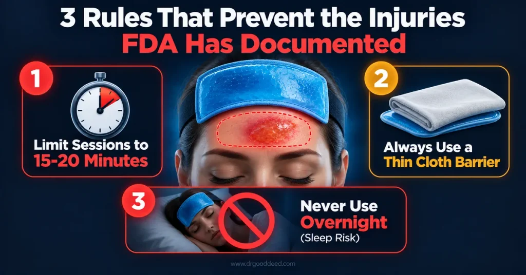 Cooling pad safety rules to prevent skin burn injury