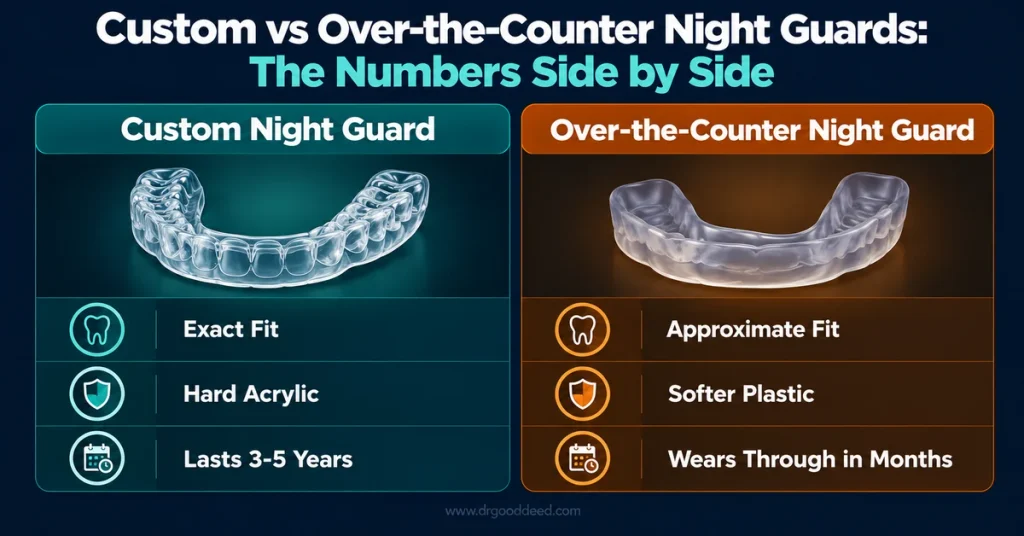 Custom vs OTC night guard fit and durability comparison 