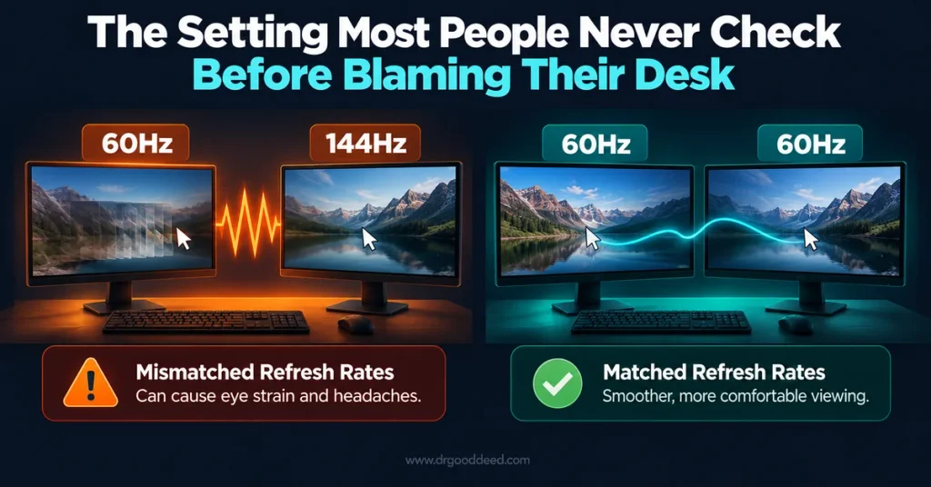 Dual monitor refresh rate mismatch headache trigger