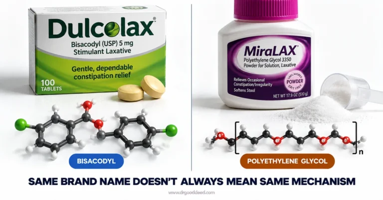 Dulcolax vs MiraLAX mechanism and molecule comparison