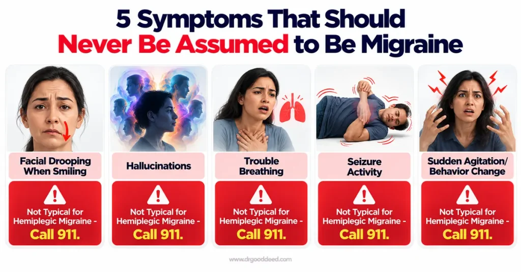 Hemiplegic migraine stroke warning symptoms call 911 