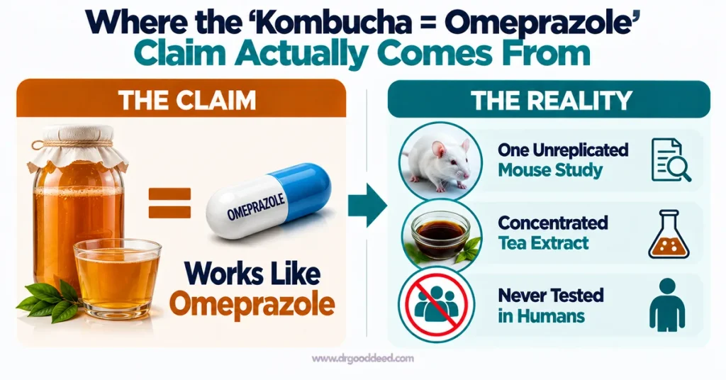 Kombucha omeprazole myth mouse study debunked