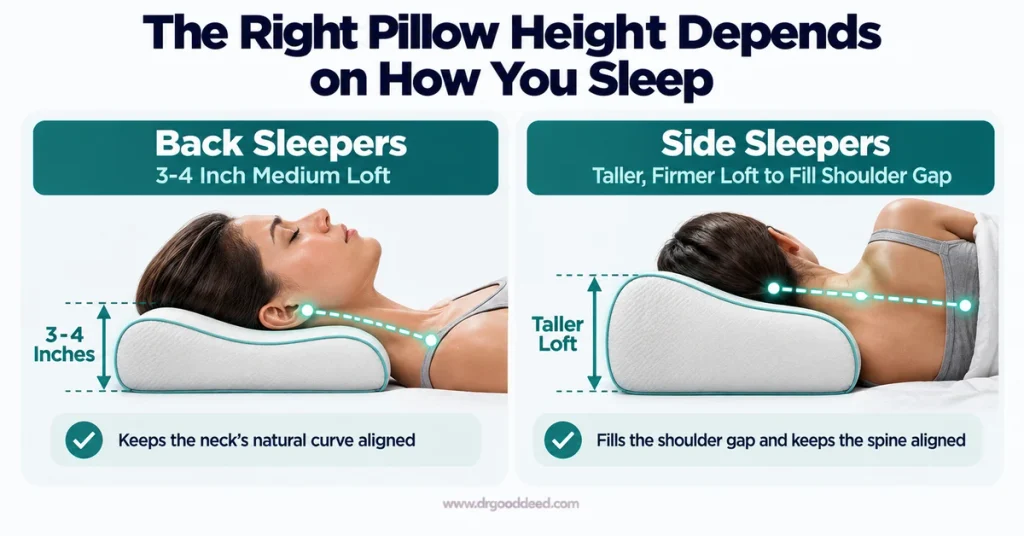 Neck pillow loft height for back vs side sleepers 