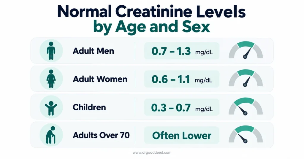Normal creatinine levels by age and sex chart