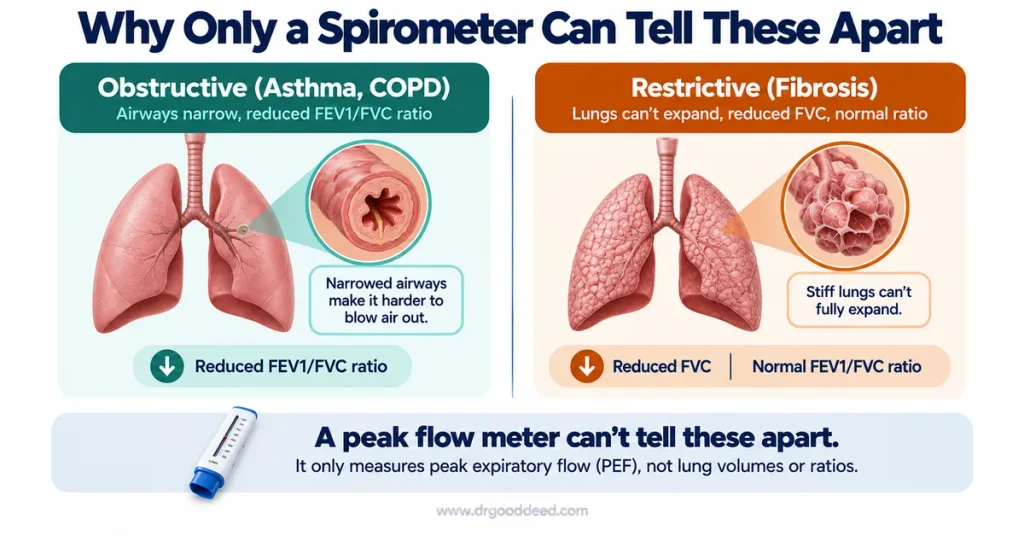 Obstructive vs restrictive lung disease spirometry diagnosis