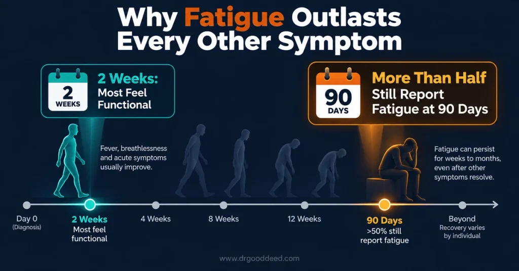 Pneumonia fatigue 90-day recovery statistic
