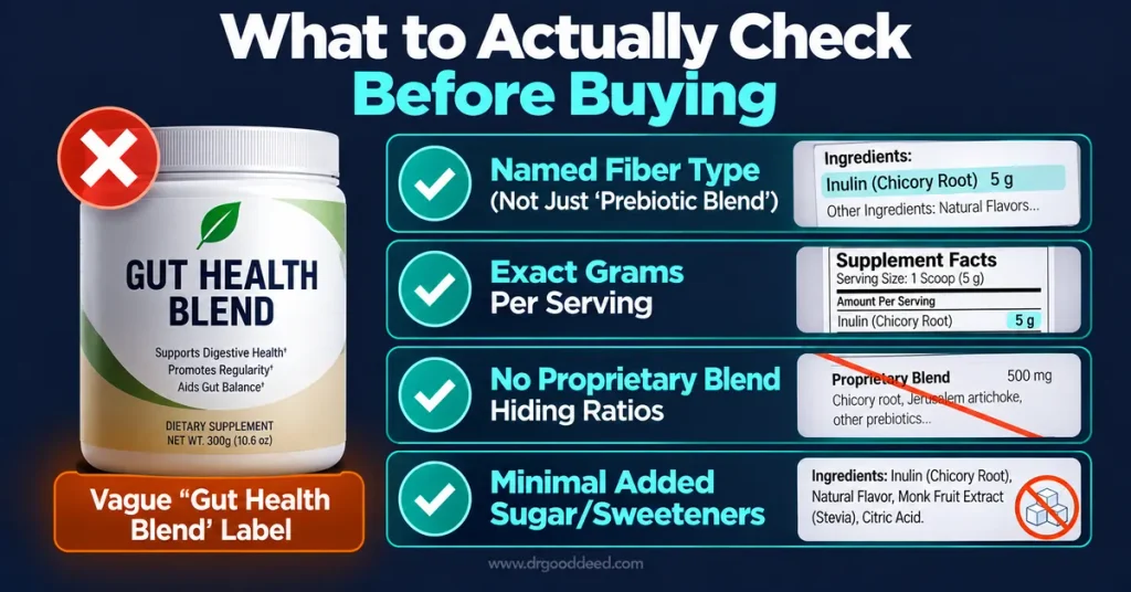 Prebiotic fiber powder label reading checklist