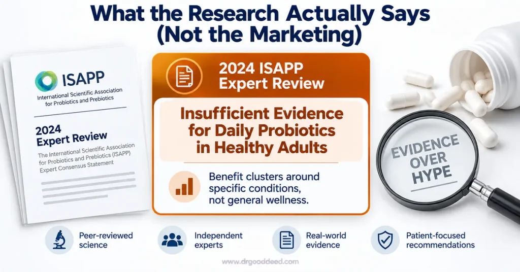 Probiotic supplements healthy people evidence review
