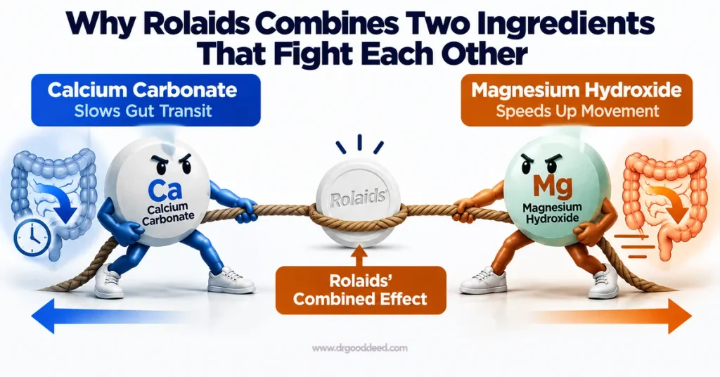 Rolaids calcium and magnesium offsetting mechanism explained