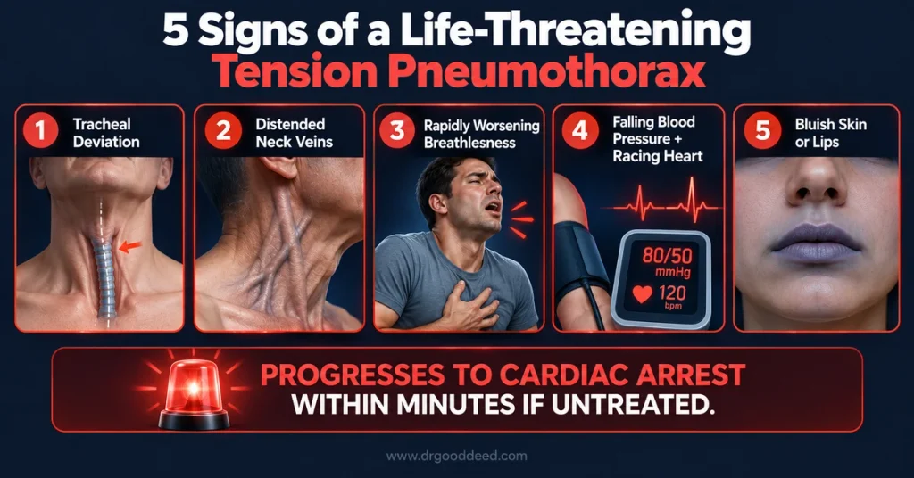 Tension pneumothorax emergency warning signs