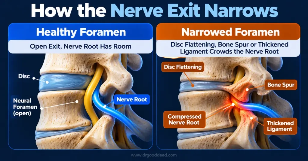 neural-foramen-narrowing-causes-disc-bone-spur-diagram