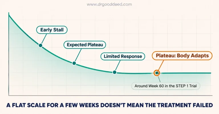 weight-loss-plateau-on-semaglutide-curve-levels-off-illustration